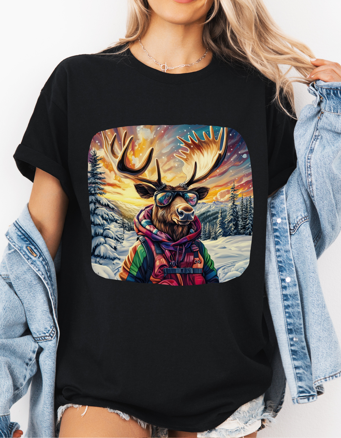 Maker Moose (Ver 2), Hippy Hippie, Boho Moose Vermont Moose - Moose Lover Unisex Heavy Cotton Tee T-Shirt