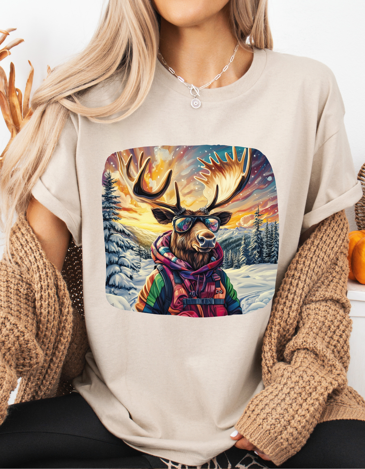 Maker Moose (Ver 2), Hippy Hippie, Boho Moose Vermont Moose - Moose Lover Unisex Heavy Cotton Tee T-Shirt