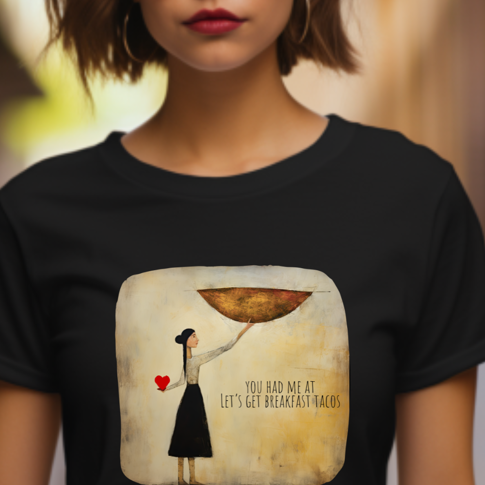 Taco Love, Romance "You Had Me At Let's Get Breakfast Tacos" Valentine's Day Gift Graphic T-shirt Unisex Shirt, Softstyle T-Shirt Tee Teeshirt